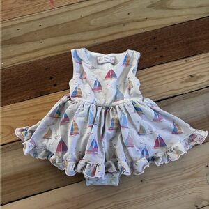 SweetHoney White Sailboat Print Ruffled One-Piece
